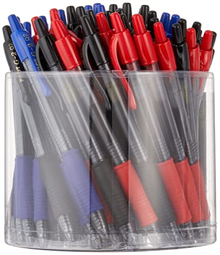 PILOT G2 Premium Refillable & Retractable Rolling Ball Gel Pens, Fine Point, Black/Blue/Red Inks, Pack of 2 Tubs (144 Total) (56077)