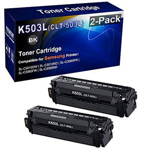 2-Pack (Black) Compatible Printer Cartridge (High Yield) Replacement for Samsung CLT-K503L CLT-503L 503L Toner Cartridge use for Samsung SL-C3010DW C3010ND, SL-C3060FR C3060FW C3060ND Printer
