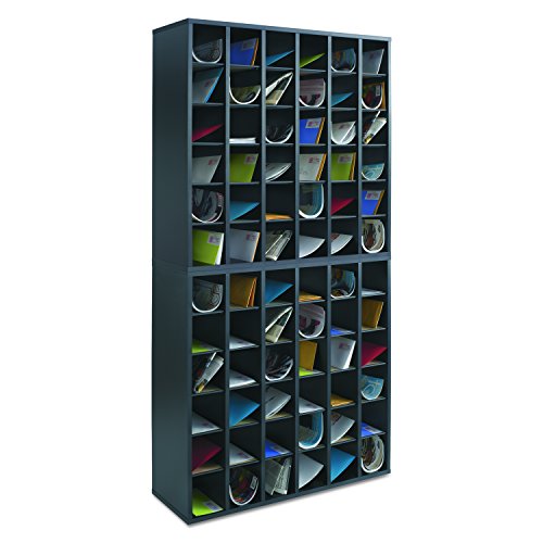 Safco Products Wood Mail Sorter 7766GR, Black, Oversized Envelopes, 36 Compartments, Laminate Finish