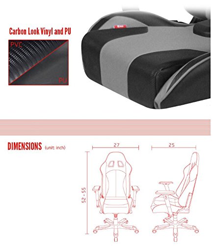 DXRacer King series OH/KS06/NG Large size Seat Office Chair Gaming Ergonomic with - Included Head and Lumbar Support Pillows (Black/Gray)