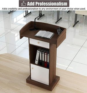 CAMBOS Lectern Podium Stand with Open Storage Drawer