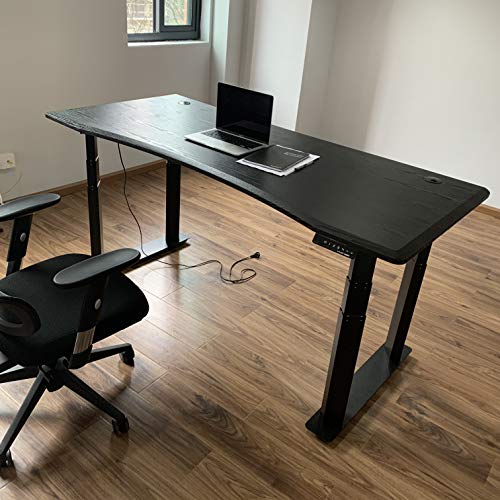 VWINDESK VJ401 Electric Height Adjustable Standing Corner Desk Frame - Four Motors, Memory Keypad (Black)