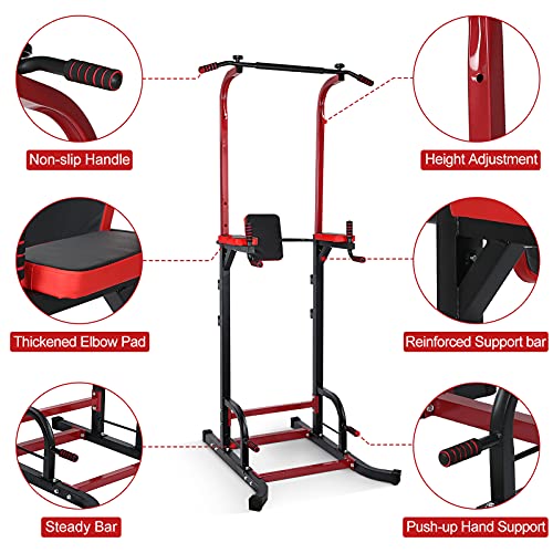 Power Tower Dip Station Pull Up Bar Adjustable Multi-Function Home Gym Fitness Equipment for Strength Training Workout Equipment, 330LBS