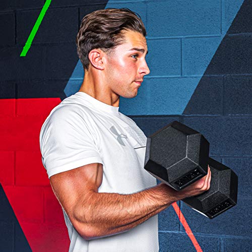 METIS Hex Dumbbells 6lbs – 66lbs Options [Pair] | Strength Training Hand Weights | Exercise Equipment | Weights Dumbbells Set | Pair of Dumbbell Weights (66lbs)