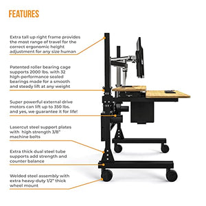 VERSADESK Foundry Bench 36" Wide x 30" Deep Dual Motor Electric Height Adjustable Standing Computer Desk