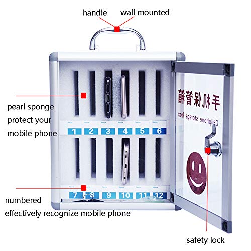 Loghot Aluminum Alloy Pocket Chart Cell Phones Storage Cabinet for Cell Phones,Wall-Mounted with a Locked,Can be Carried by Hand(60 Slots)