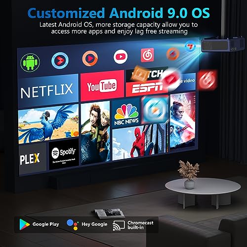 XNoogo Auto Focus 4K Smart Movie Projector with Built-in Apps, 1300ANSI, WiFi6, Bluetooth