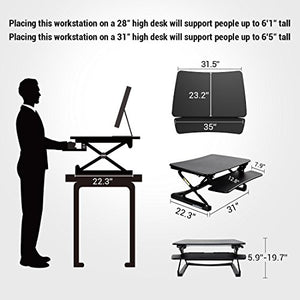 FlexiSpot Stand up Desk - 35 Height Adjustable Standing Desk Riser, Stand up Desk for Dual Monitors