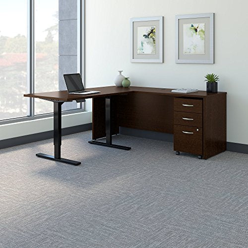 Bush Business Furniture Series C 72W L Shaped Desk with 48W Height Adjustable Return and Storage in Mocha Cherry