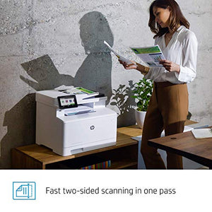 HP Color Laserjet Pro Multifunction M479fdw Wireless Laser Printer, Print Scan Copy Fax, Automatic 2-Sided Printing, 28 ppm, 250-sheet, 512MB, Works with Alexa, Bundle with JAWFOAL Printer Cable.