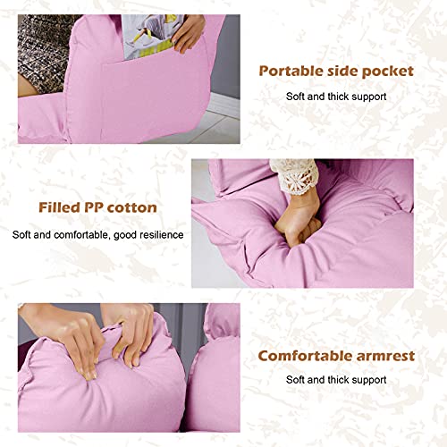 [𝐔𝐒 𝐢𝐧 𝐬𝐭𝐨𝐜𝐤] Sofa Computer Office Gaming Chair with Side Pocket Adjustable Height, High Backrest Angle, Modern Style(Pink)