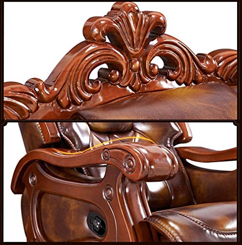 QHH Executive Office Chair | High Back Ergonomic Lumbar Support, Bonded Leather Recliner Managerial Chair
