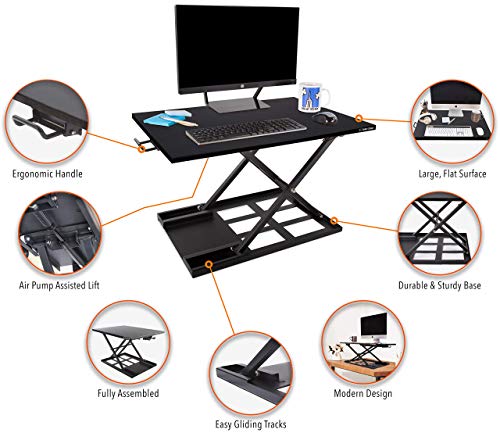 Stand Steady X-Elite Pro Standing Desk Converter | Instantly Convert Any Desk into a Stand Up Desk | Easy Lift Height Adjustable Standing Desk | No Assembly Required (28 x 20 / Black)
