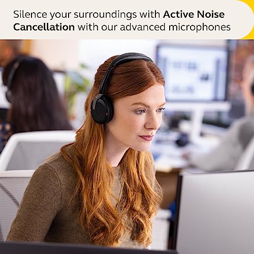 Jabra Evolve2 65 Flex Stereo Headset with Bluetooth & Wireless Charging Pad - Noise-Cancelling ClearVoice Technology - Black