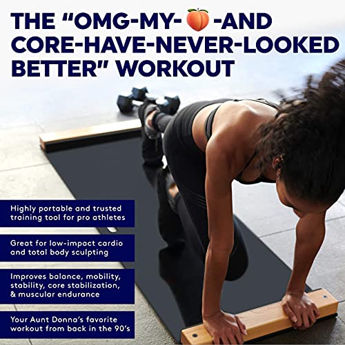 BRRRN Slide Board - Home Workout to Build Core Muscles and Great Cardio Workout - Easy to Use and Store - Exercise Equipment for Hockey, Ice Skating and Skateboarding - Adjustable 5-6 Ft