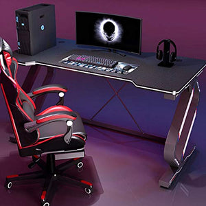 FEILA Gaming Desk 55inches PC Computer Desk, Home Office Desk Gaming Table Curved Shaped Gamer Workstation with Cup Holder and Headphone Hook, High-end Enjoyment