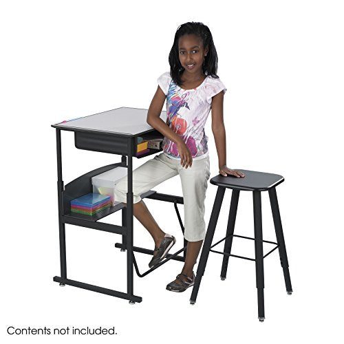 Safco Products 1205BL Alphabetter Stool for Alphabetter Stand-Up Desk (sold separately), Black Frame/Black Seat