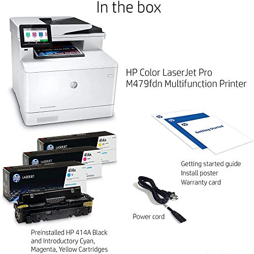HP Laserjet Pro M479fdnC Ethernet only Color All-in-One Laser Printer for Home Office - Print Scan Copy Fax - 4.3" Touchscreen Display, 28 ppm, 600x600 dpi, 8.5x14, Auto Duplex Printing, 50-Sheet ADF