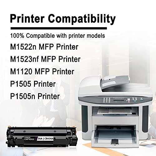 6 Pack Compatible Toner Cartridge 36A CB436A Replacement for HP P1505n P1505 M1522n M1523nf M1120 Printer Ink Cartridge.