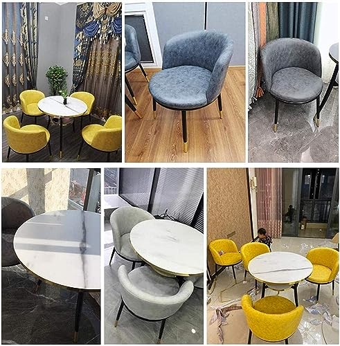 WEBERT Office Reception Room Club Table and Chair Set - Modern Design Minimalist Style Wooden Round Table - White - Set of 4