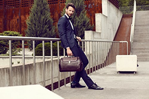 Leather Doctor Bag with Key Lock - Full grain Medical Handbag Doctors Briefcase Dyed by Vegetable Tanning Para Satchel Vintage Unisex - Time Resistance