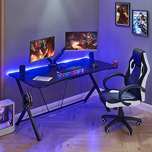 Mr IRONSTONE L-Shaped Desk 50.8" Computer Corner Desk & Gaming Chair Office Executive Computer Ergonomic Video Game Chair