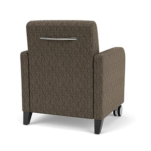 Lesro Siena Fabric Lounge Reception Guest Chair with Caster in Brown/Black