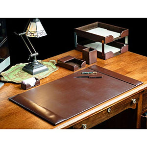 Dacasso Dark Brown Bonded Leather Desk Set, 8-Piece