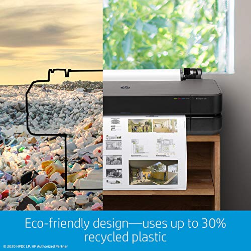 HP DesignJet T230 Large Format Compact Wireless Plotter Printer - 24" (5HB07A), with Multipack and High-Capacity Genuine Ink Cartridges (10 Inks) & Auto Sheet Feeder with Tray - Bundle