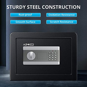 Azmkoo 0.8 Cubic Fireproof and Waterproof Safe Cabinet Security Box, Dorm Safe with Digital Lock, Override & LED Indicators, Lock Box for Money,Jewelry,Cash,Passports,Guns Safe for Home/Hotel/Dorm