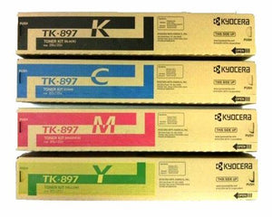 Kyocera Mita Part# TK-897C, TK-897K, TK-897M, TK-897Y Toner Cartridge Set (OEM)