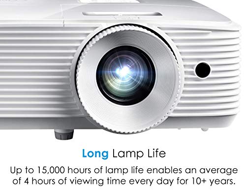 Optoma 3400 Lumens 1080p Home Theater Projector -White (HD27HDR) - (Renewed)