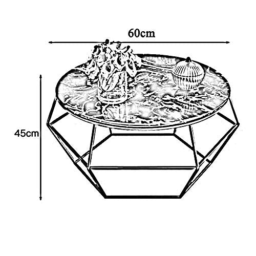 Tables YNN Bedside Marble Coffee Round Sofa Side Metal Accent Living Room Hotel Studio 23.6''x17.7'' Gold (Color : A)