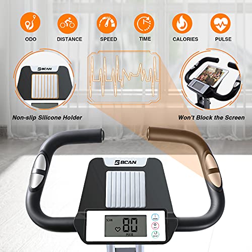 BCAN Folding Exercise Bike - Foldable Stationary Bike 330 LBS Weight Capacity, 8 Levels Magnetic Resistance for Home Gym