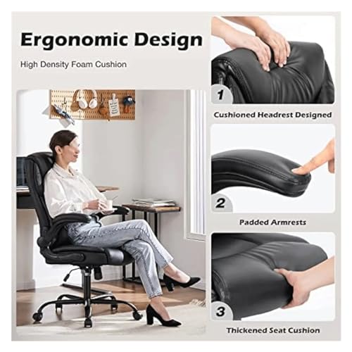 MADALIAN Ergonomic Adjustable Computer Desk Black Office Chair