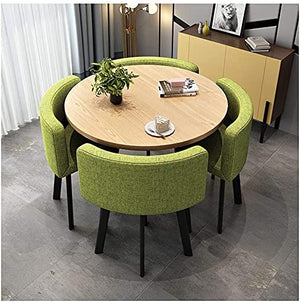 SYLTER Office Conference Table and Chair Set, Round Dining Table, 4 Chairs, Green