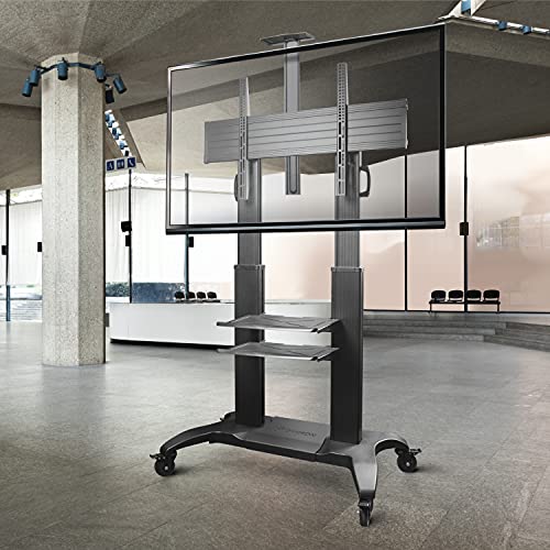 ONKRON Mobile TV Stand for 60"-100" TVs up to 301 lbs - Height Adjustable - Max VESA 1000x600 - Black