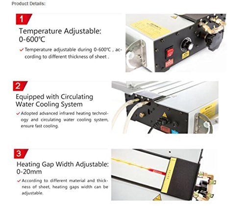 52'' Enhanced Acrylic Sheets Plastic Heater Bender Lightbox PVC Bending Machine Bender (Infrared Ray Calibration, Angle and Length Adjuster) AC110V