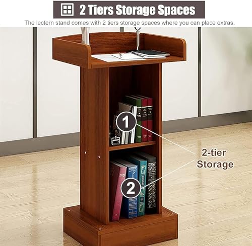 EESHHA Lightweight Standing Lectern with Open Storage - High Density Board, Teacher Podium Stand