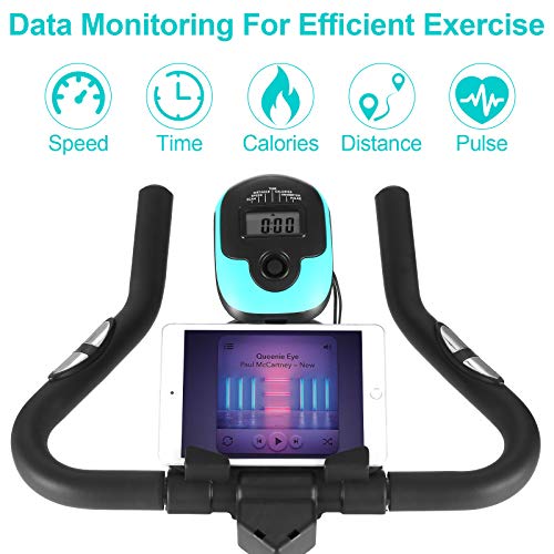 ANCHEER Exercise Bike,49Lbs Indoor Cycling Bike with Unlimited resistance，Belt Drive Stationary Bike with LCD Monitor,Phone & Water Holder for Home Gym Cardio Workout Bike Training