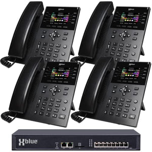 Xblue QB2 System Bundle with 4 IP8g IP Phones - Auto Attendant, Voicemail, Extensions, Call Recording