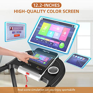 SYTIRY Treadmill with Large 10" Touchscreen and WiFi Connection, YouTube, Facebook and More, 3.25hp Folding Treadmill, Cardio Fitness Exercise Machine for Walking, Jogging, and Running.