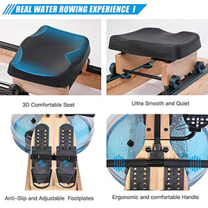 BOWDEX Wooden Water Rowing Machine with LED Monitor