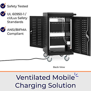 Stand Steady 4-Pack Line Leader 30 Unit Mobile Charging Cart with Locking Cabinets | UL Safety-Certified Charging Station for 30 Tablets, Laptops, or Chromebooks
