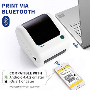 Bluetooth Thermal Shipping Label Printer - High Speed 4x6, Bluetooth Support PC and Mobile, USB for MAC, Bluetooth for PC and Phone, Compatible with Ebay, Amazon, Shopify, Etsy, USPS Barcode