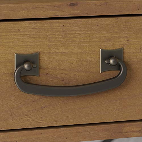 kathy ireland Home by Bush Furniture Ironworks 60W Writing Desk with Lateral File Cabinet in Vintage Golden Pine