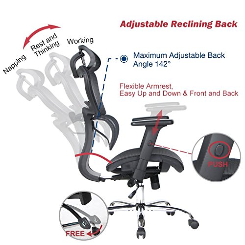 VIVA OFFICE High Back Mesh Executive Chair with Adjustable Headrest and Armrest