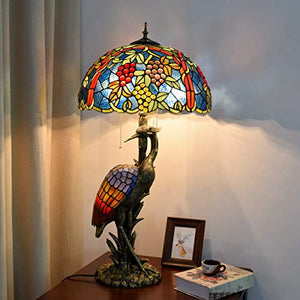 Xihe Tiffany Antique Table Lamp 20" Female Bird Desk Lamp