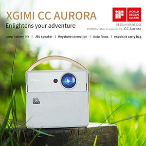 XGIMI CC Aurora Mini 3D DLP Projector, Built-in JBL Speaker and 20000 mAh Battery, Native 720p Support 1080P 4K+DLP Link Active 3D Glasses