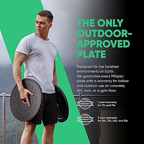 Fringe Sport Bumper Weight Plate Sets - Low Odor Virgin Rubber with Stainless Steel Insert to Fit All Olympic Bars, Cross Training, Weightlifting, WODs, and Strength Training Equipment (230)